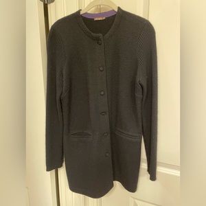 JMclaughlin long black jacket 100% merino wool Sz xs